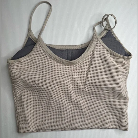Vuori Cropped Tank Top Built In Bra Beige Size S - Picture 5 of 7